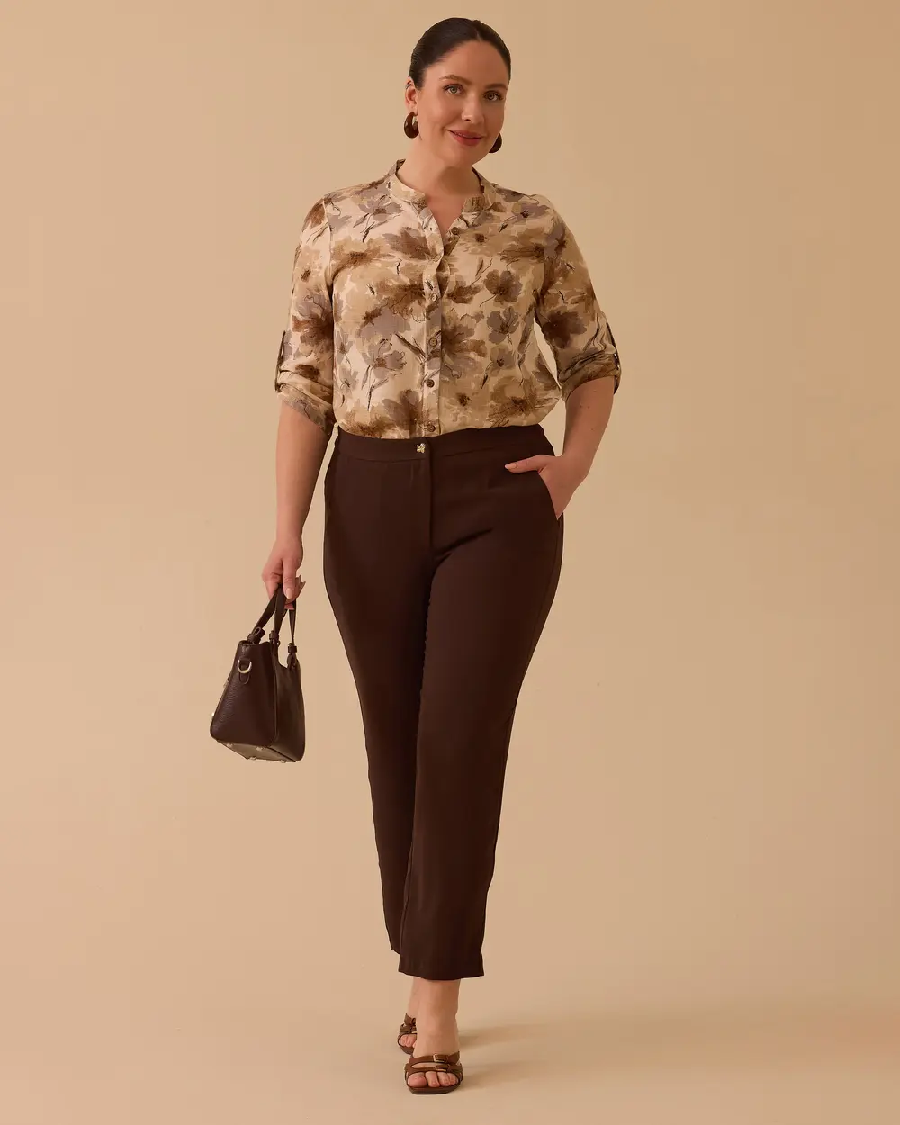Büyük Beden Yüksek Bel Bilek Boy Pantolon