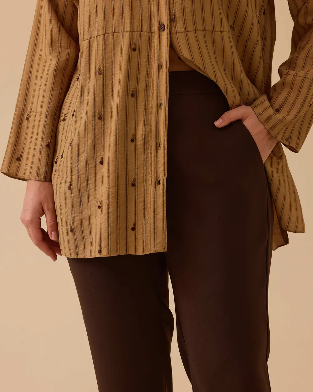 Büyük Beden Yüksek Bel Bilek Boy Pantolon