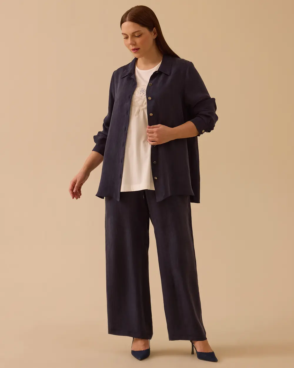 Büyük Beden Elastik Bel Tam Boy Pantolon