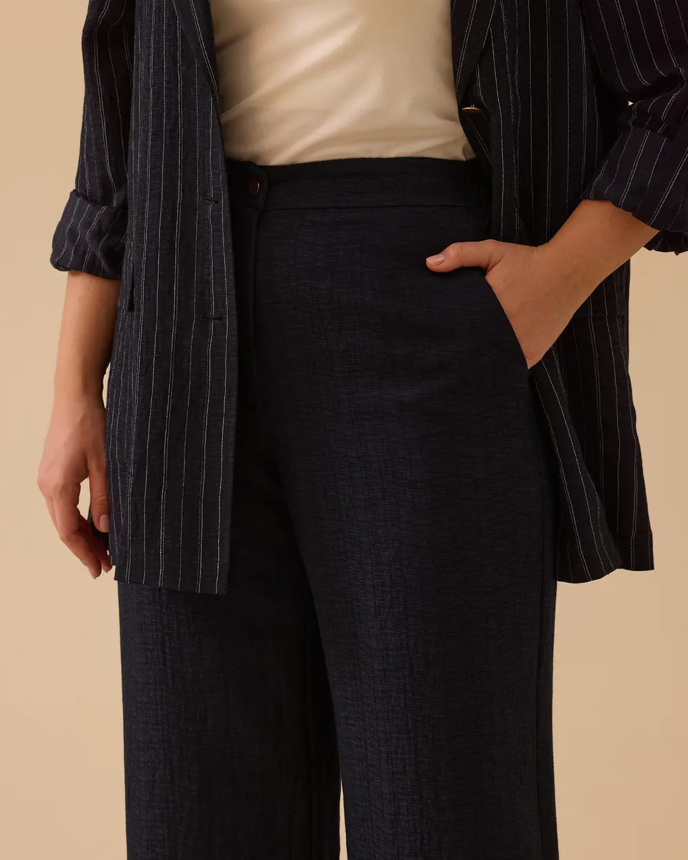 Plus Size Relaxed Fit Pants with Elastic Waist Detail