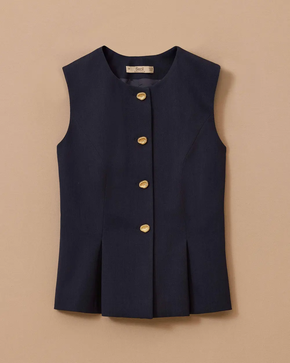 Pile Detaylı Düğmeli Yelek