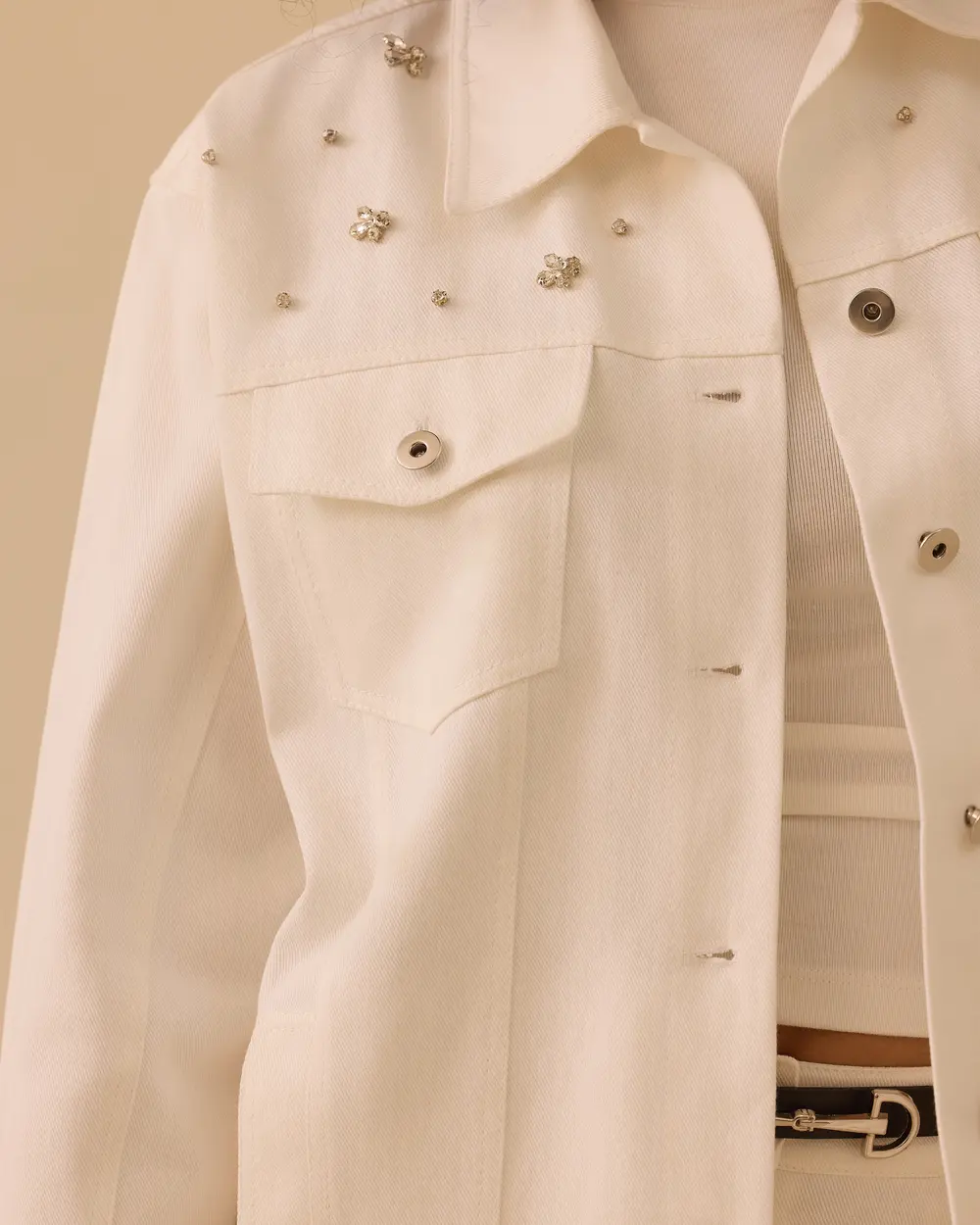 Taş Detaylı Kanvas Ceket