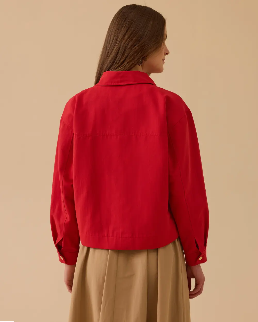 Shirt Collar Zipper Jacket