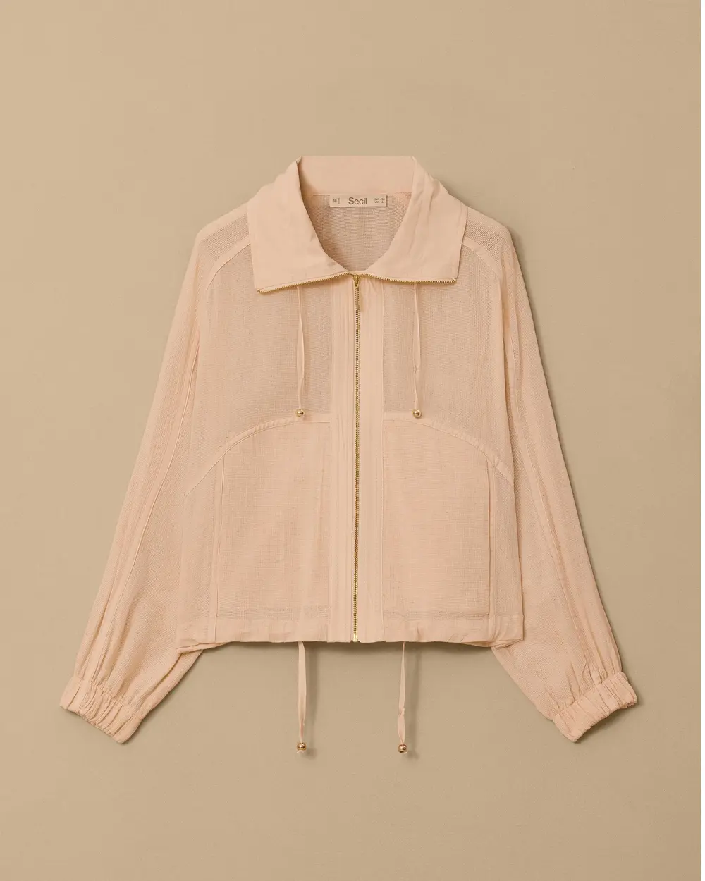 Drawstring Jacket with Mesh Detail