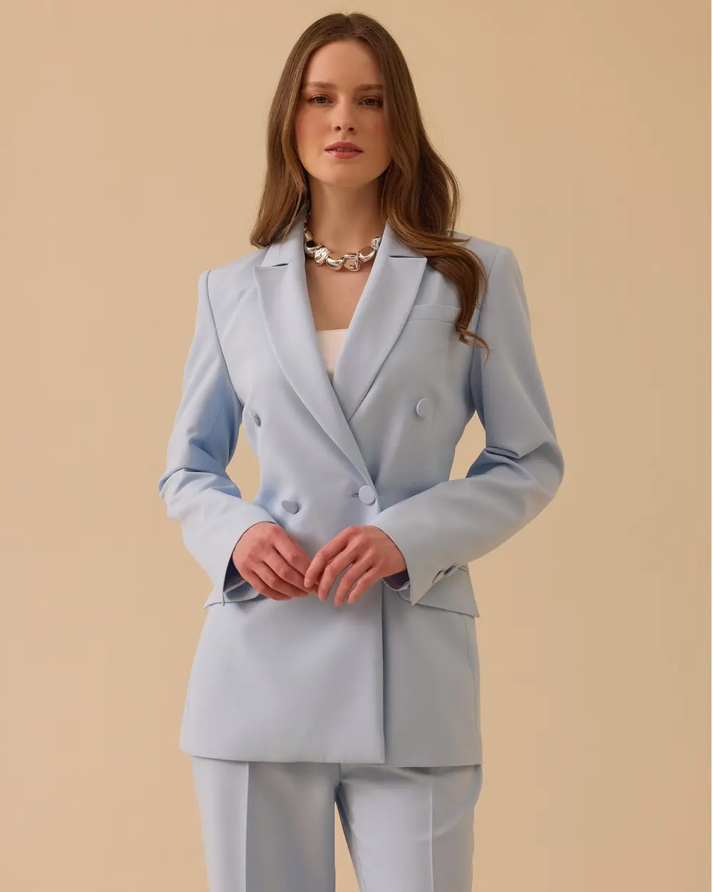 Düğmeli Kruvaze Klasik Ceket