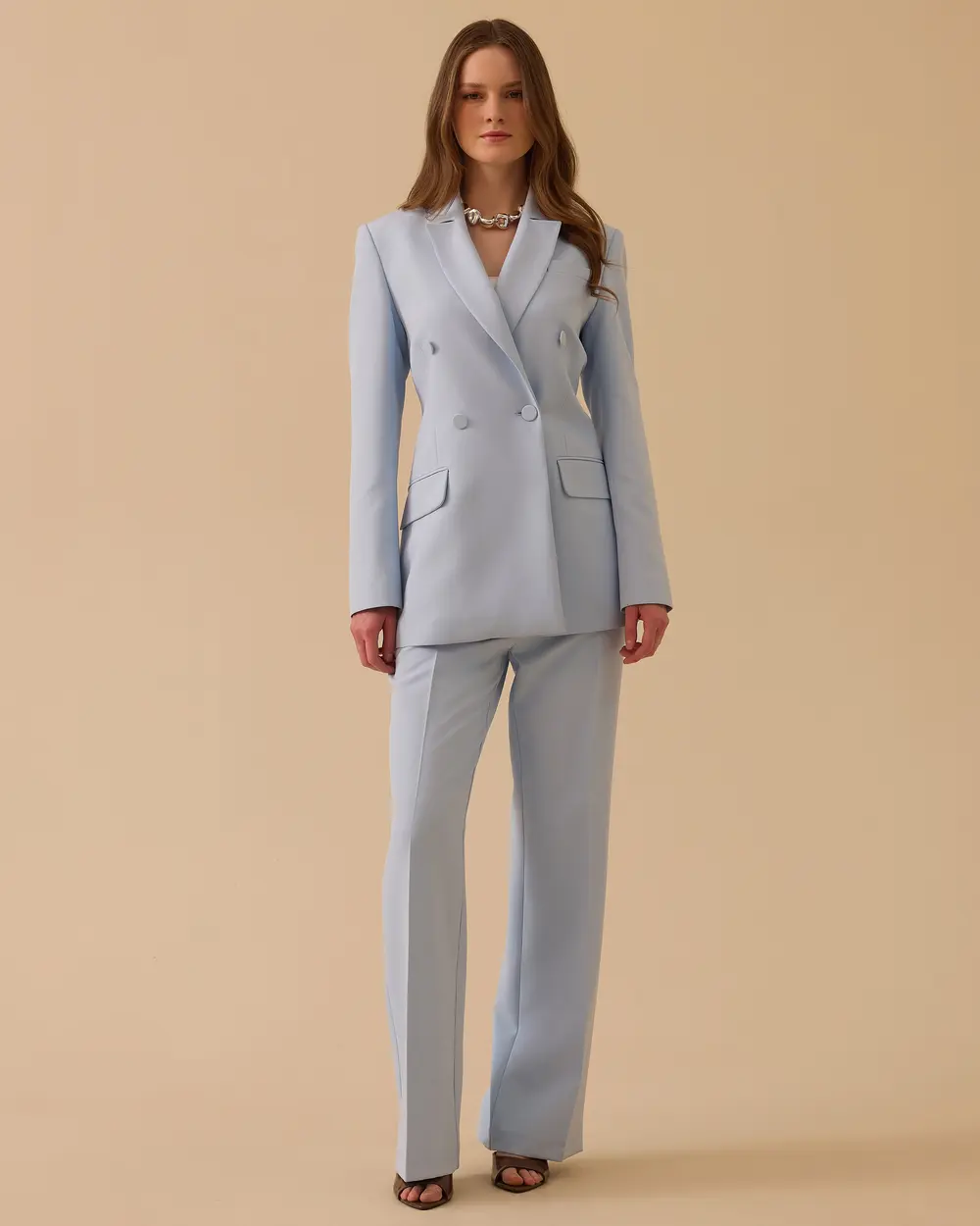 Düğmeli Kruvaze Klasik Ceket