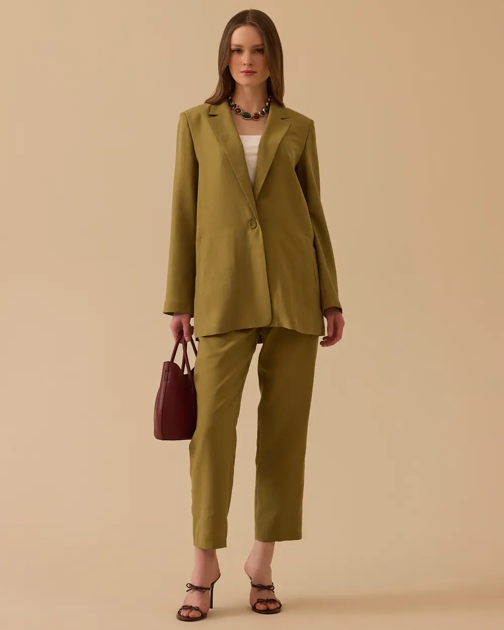 Tek Düğmeli Cepli Ceket