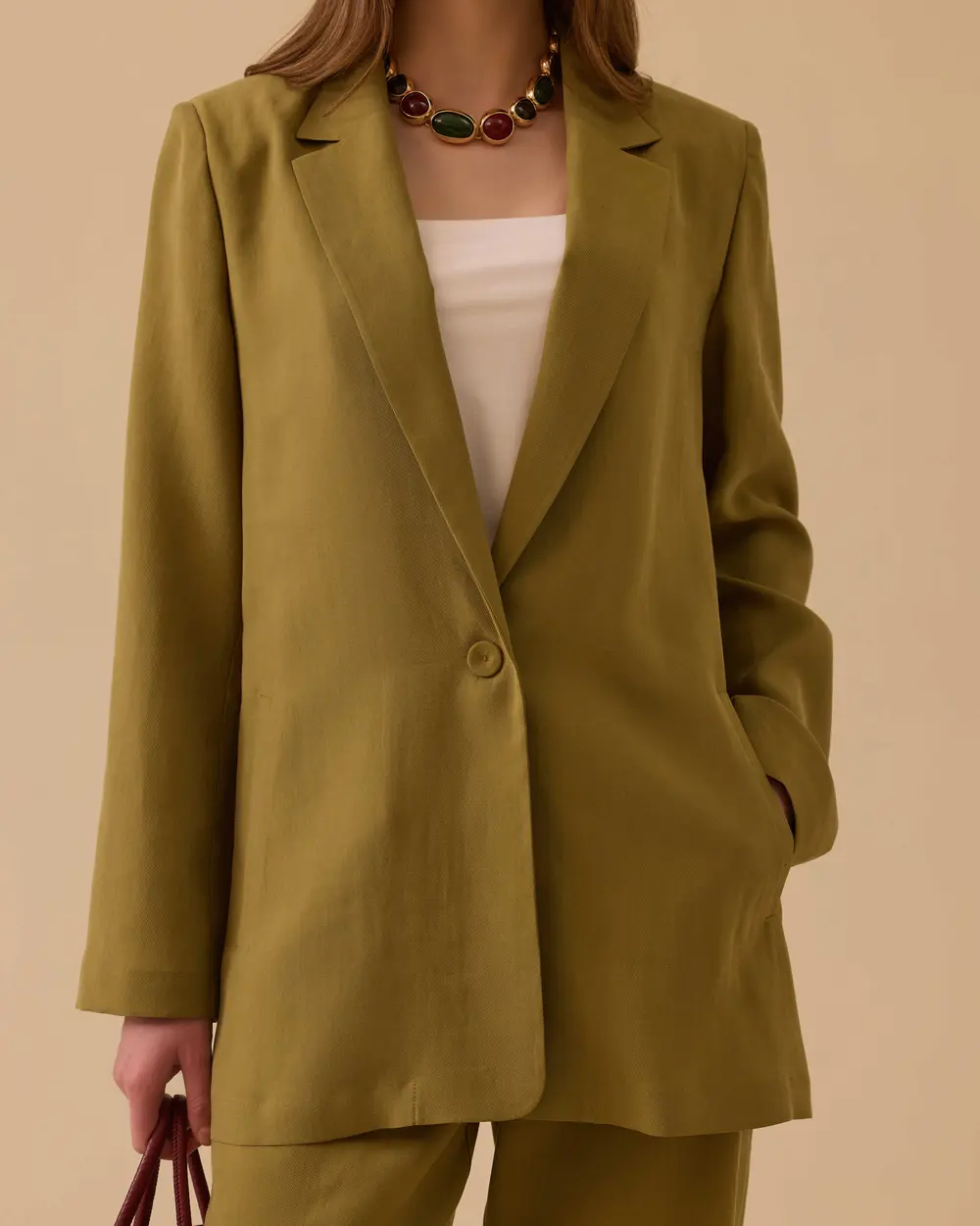 Tek Düğmeli Cepli Ceket