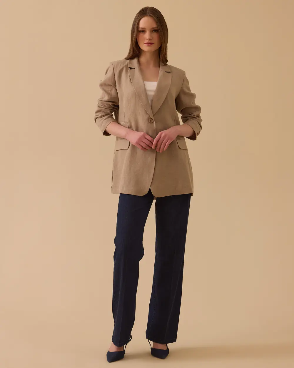 Double Buttoned Linen Jacket