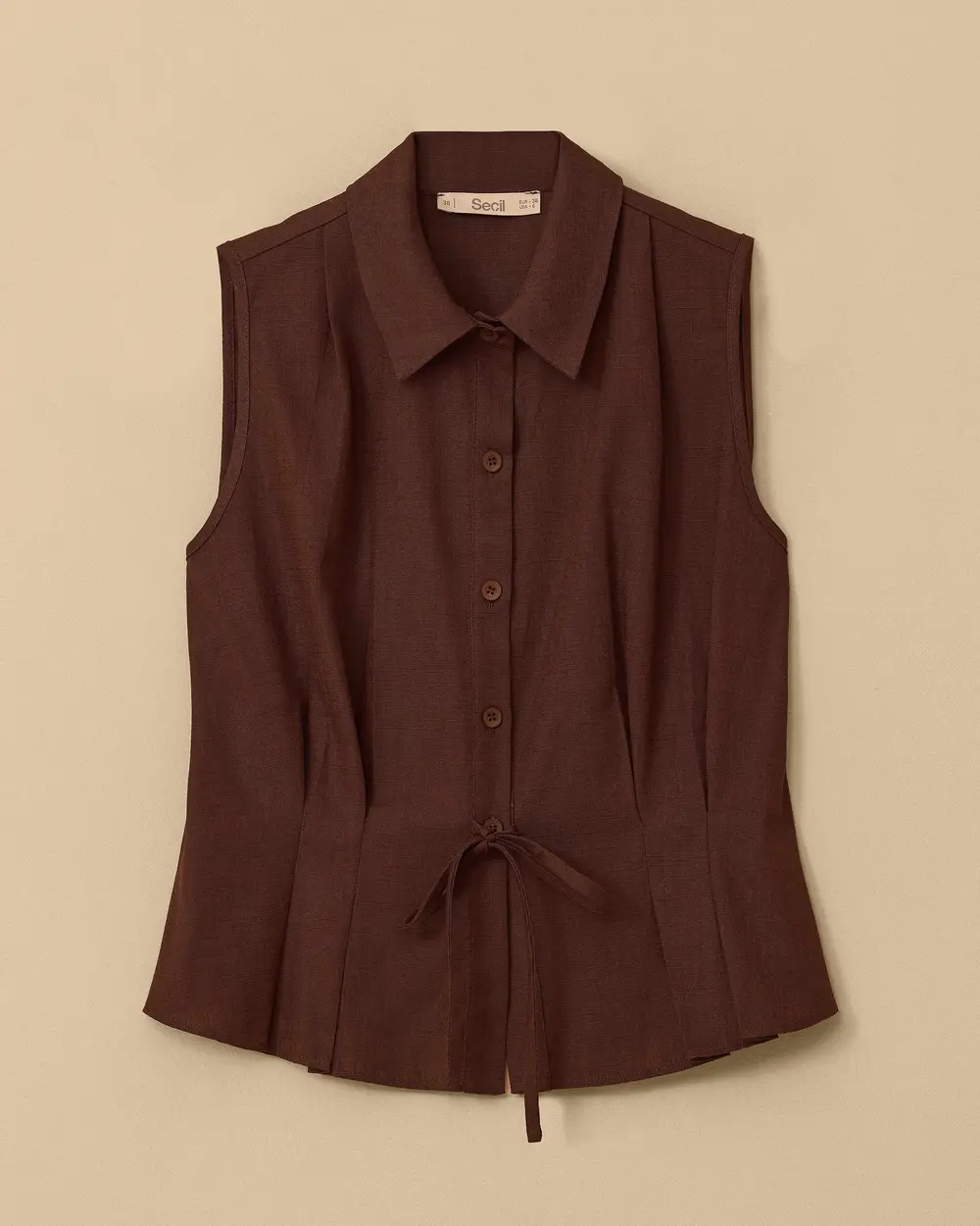 Pleated Linen Vest with Binding Detail