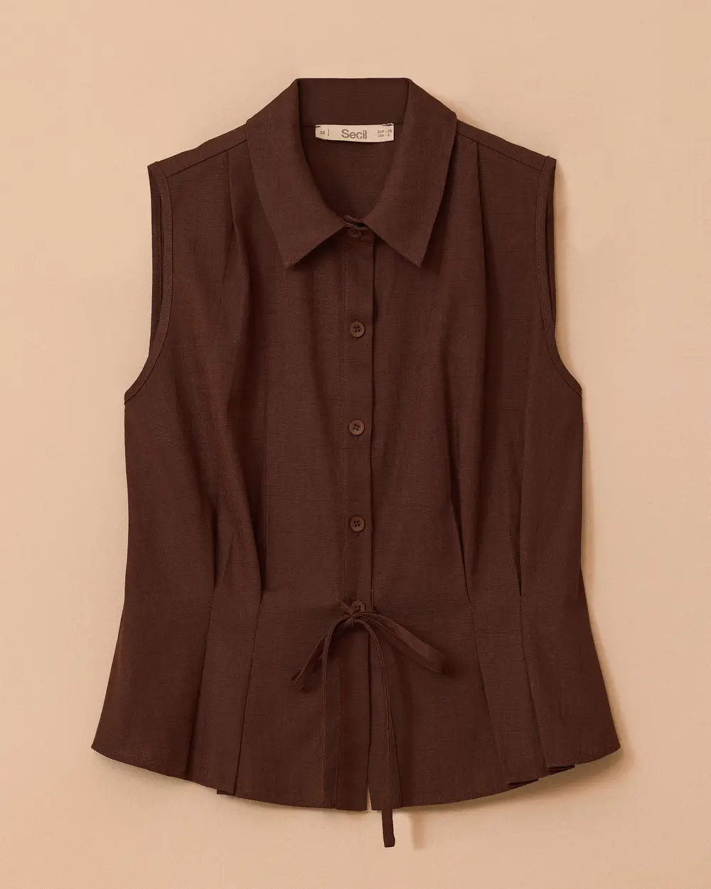 Pleated Linen Vest with Binding Detail