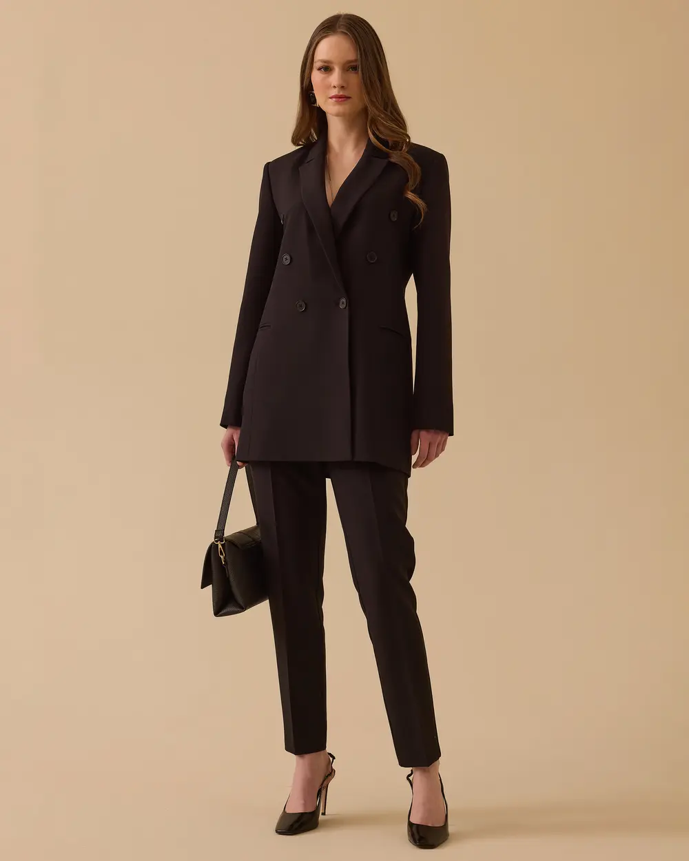 Düğmeli Kruvaze Klasik Ceket