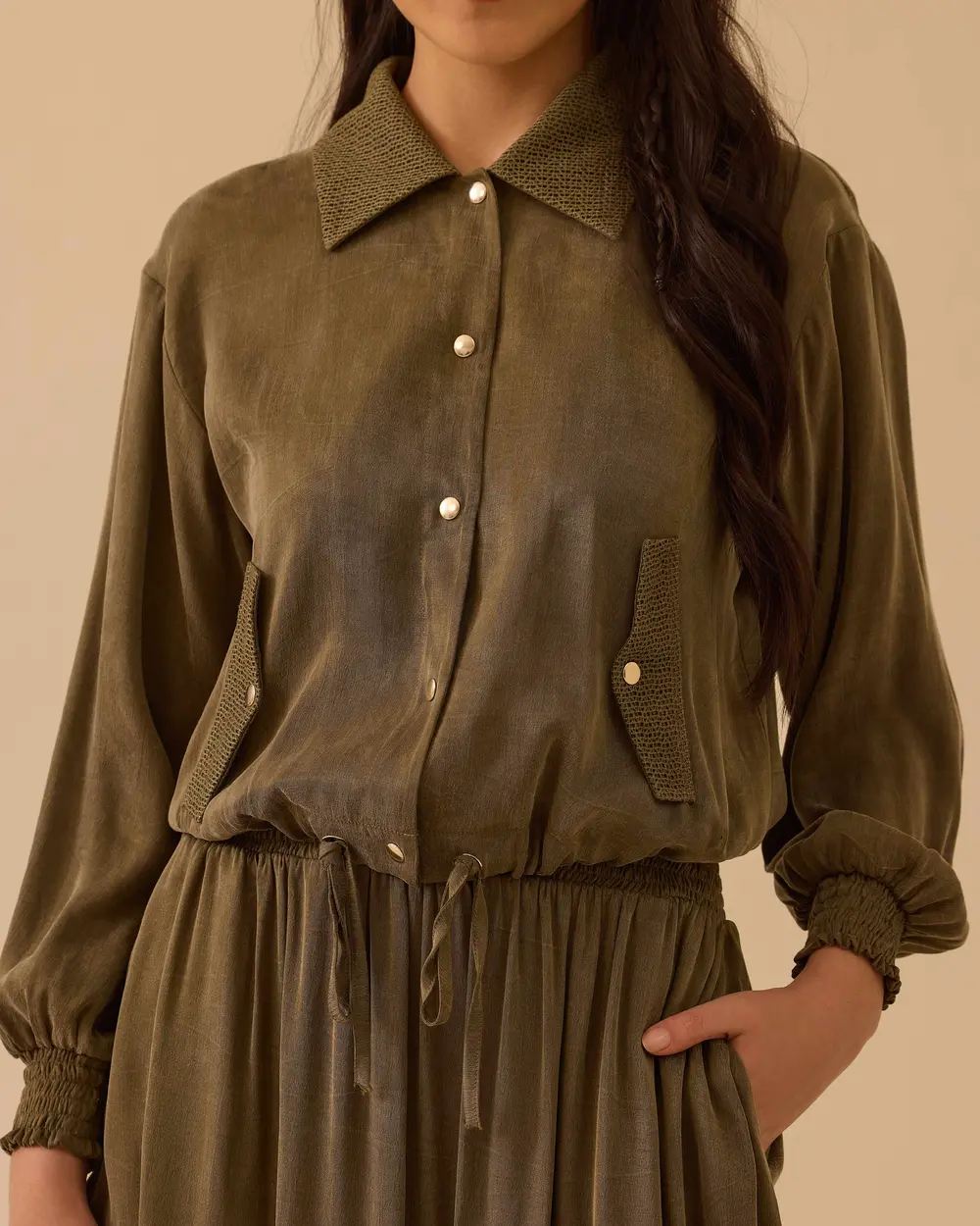 Gömlek Yaka Bel Boy Ceket