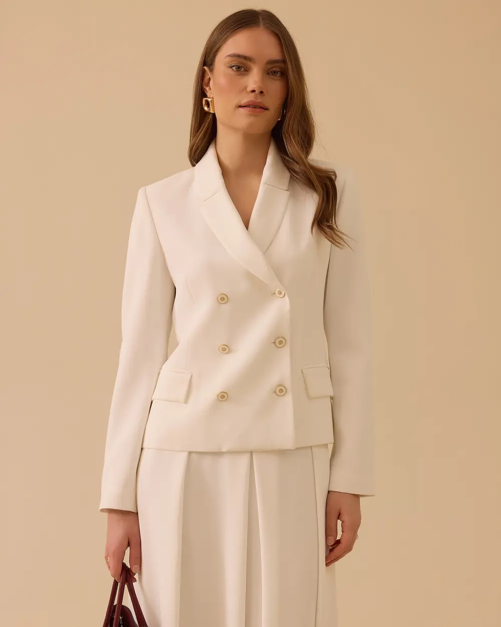 Düğmeli Kruvaze Ceket