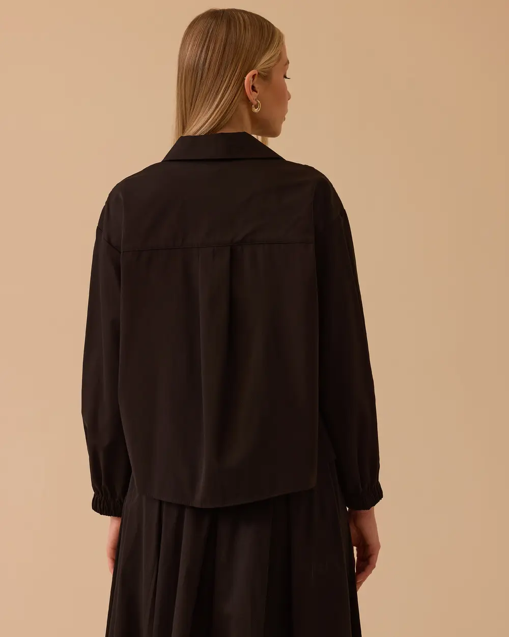 Taş Detaylı Cepli  Dokuma Ceket