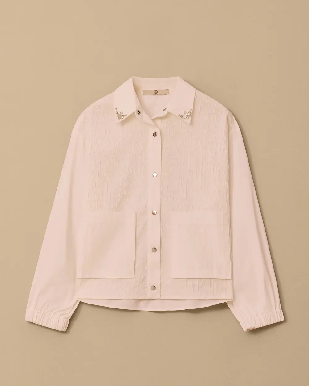 Woven Jacket with Stone Detailed Pockets