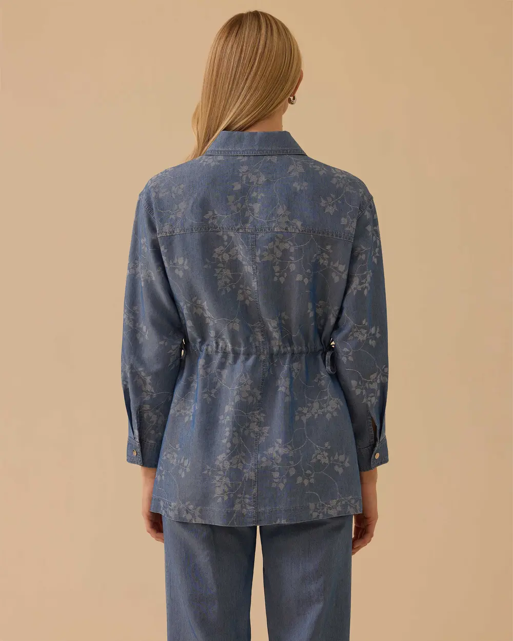 Floral Patterned Drawstring Waist Jacket