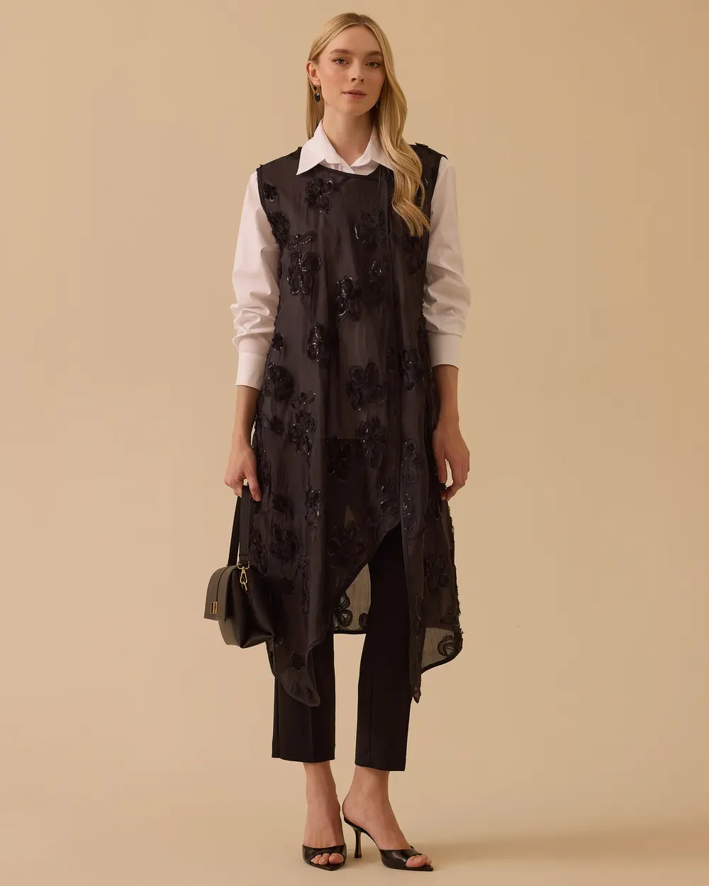 Diz Boy Oversize Şık Yelek