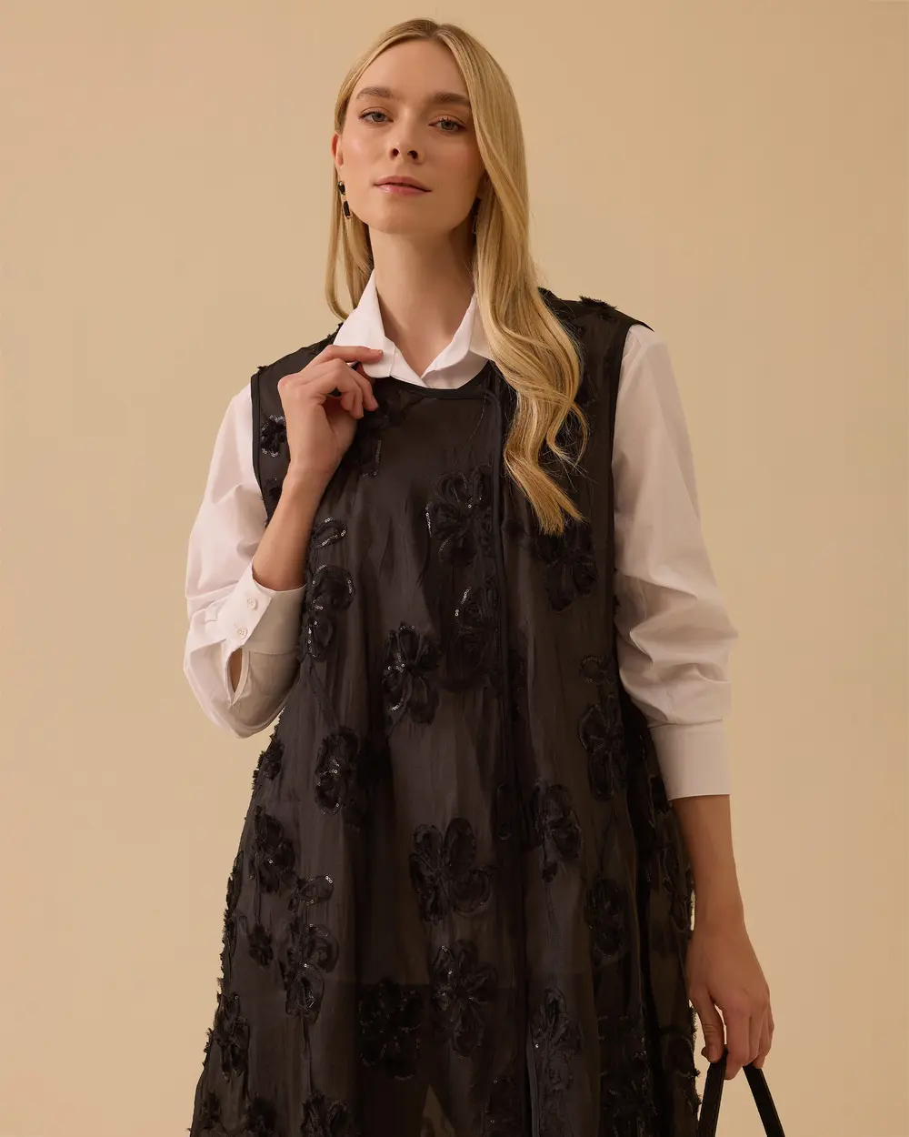 Diz Boy Oversize Şık Yelek