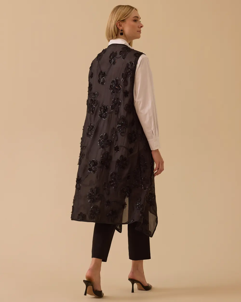 Diz Boy Oversize Şık Yelek