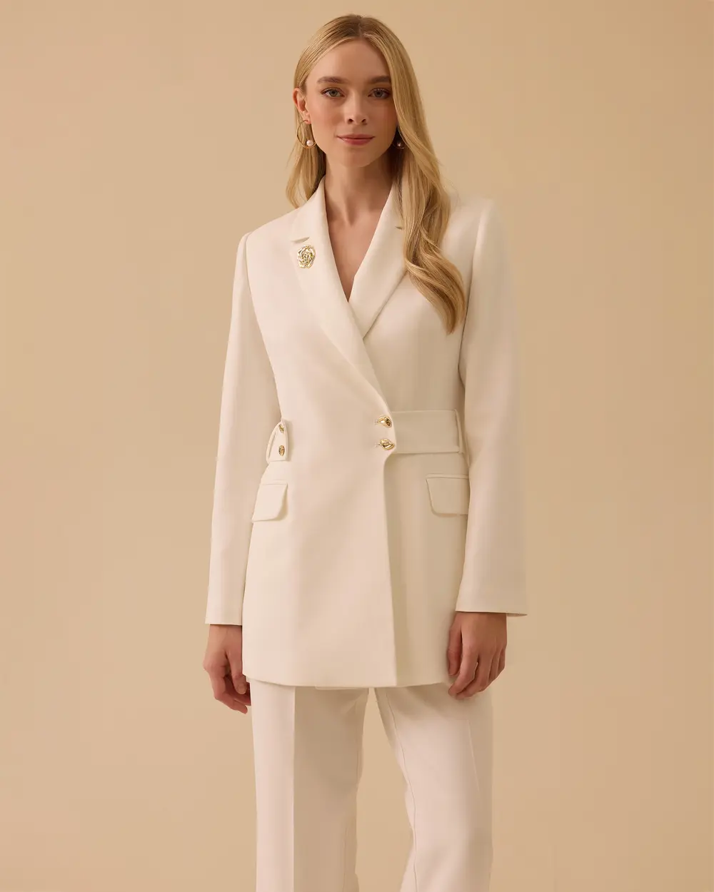 Double-breasted Collar Jacket with Darts