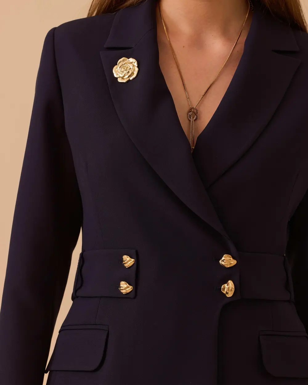 Double-breasted Collar Jacket with Darts