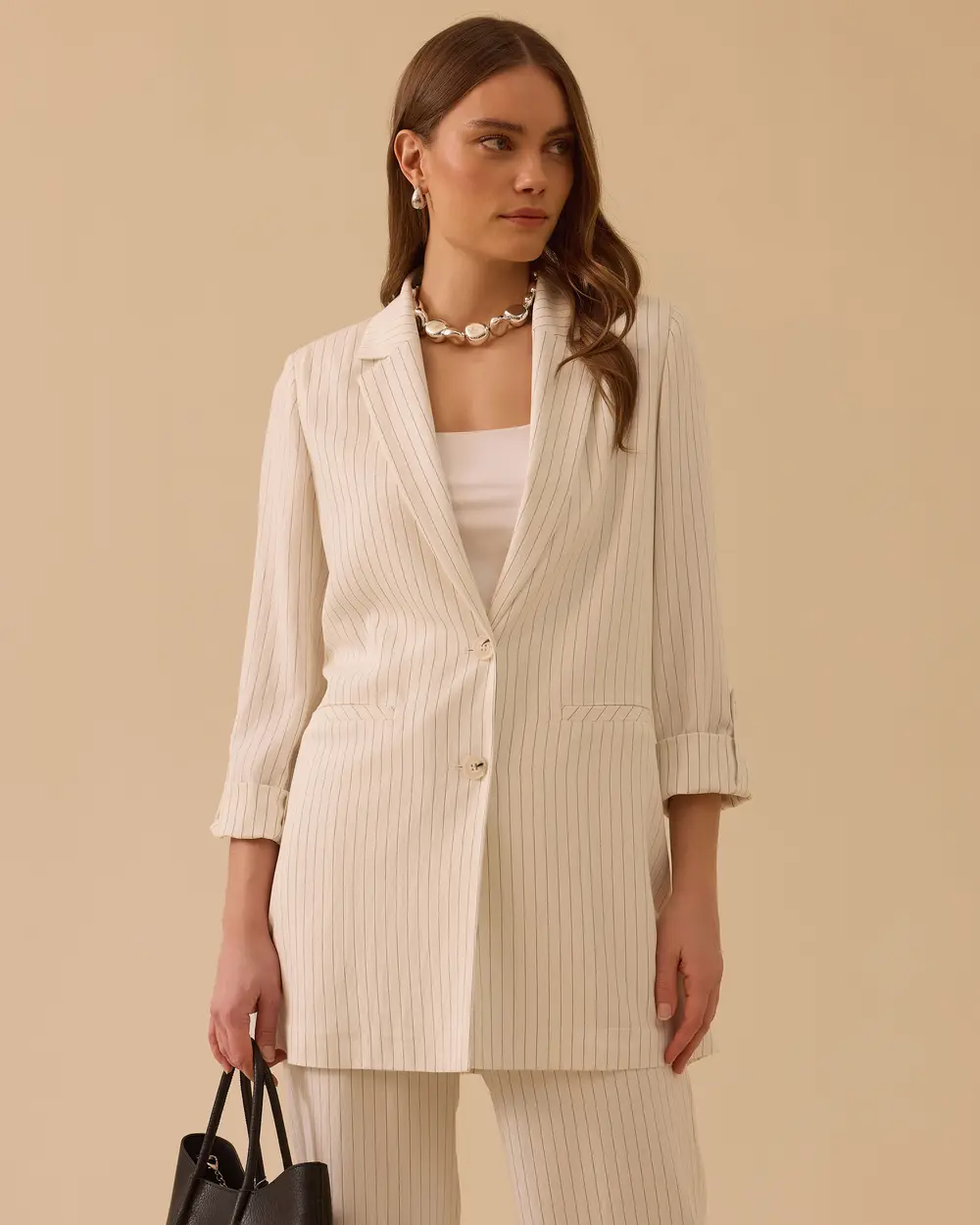 Çizgi Detaylı Blazer Ceket