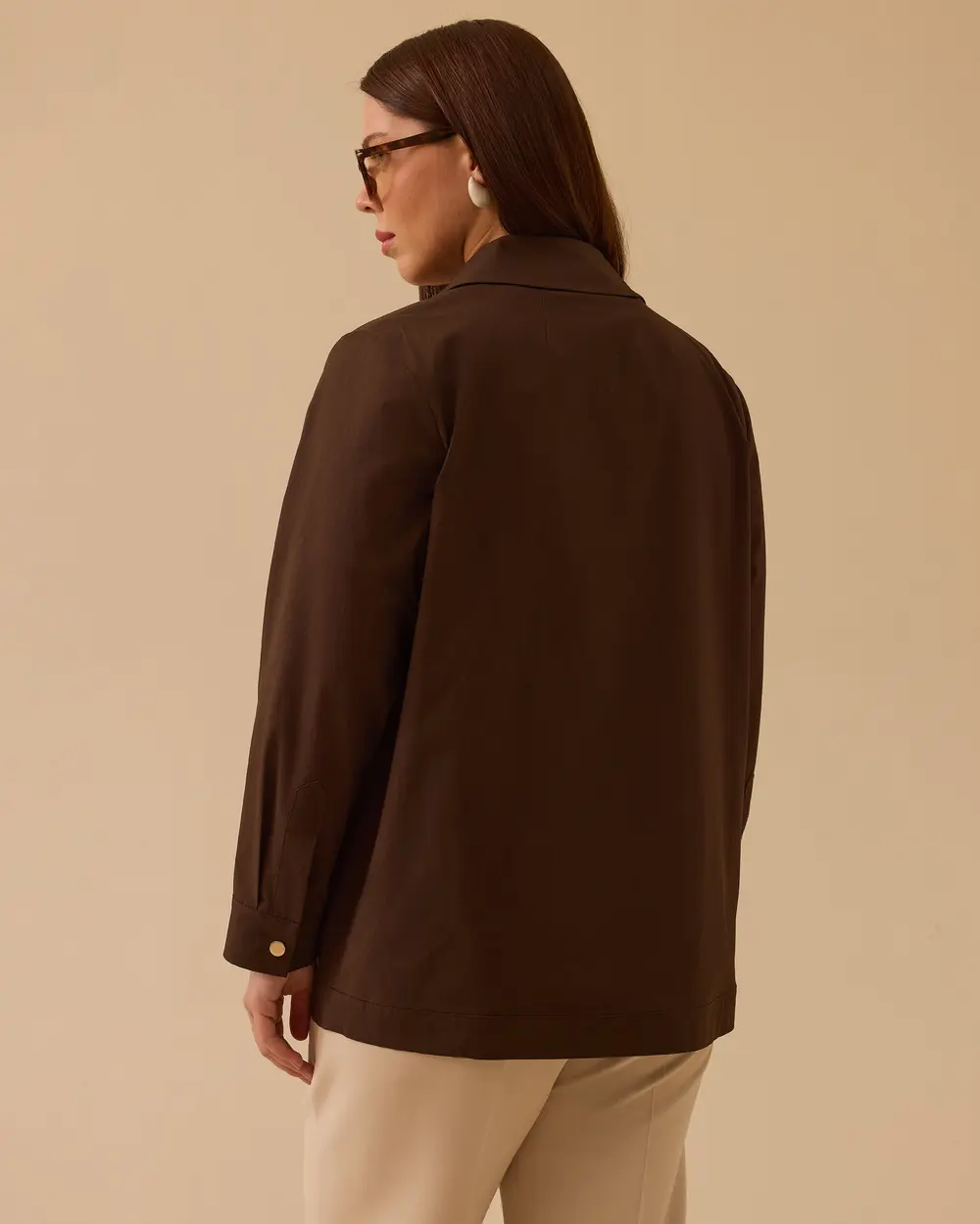 Büyük Beden Gömlek Yaka Kanvas Ceket