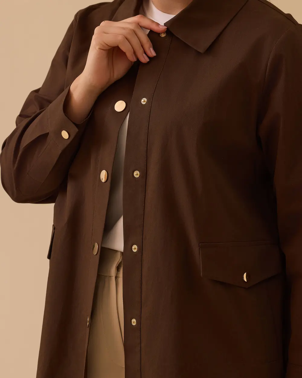 Büyük Beden Gömlek Yaka Kanvas Ceket