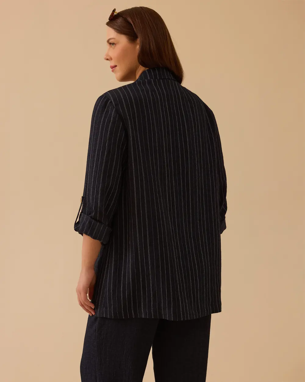 Plus Size Striped Detailed Jacket
