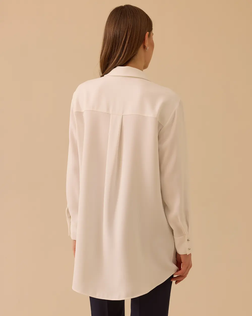 Long Tunic with Embroidered Stone Details and Buttons