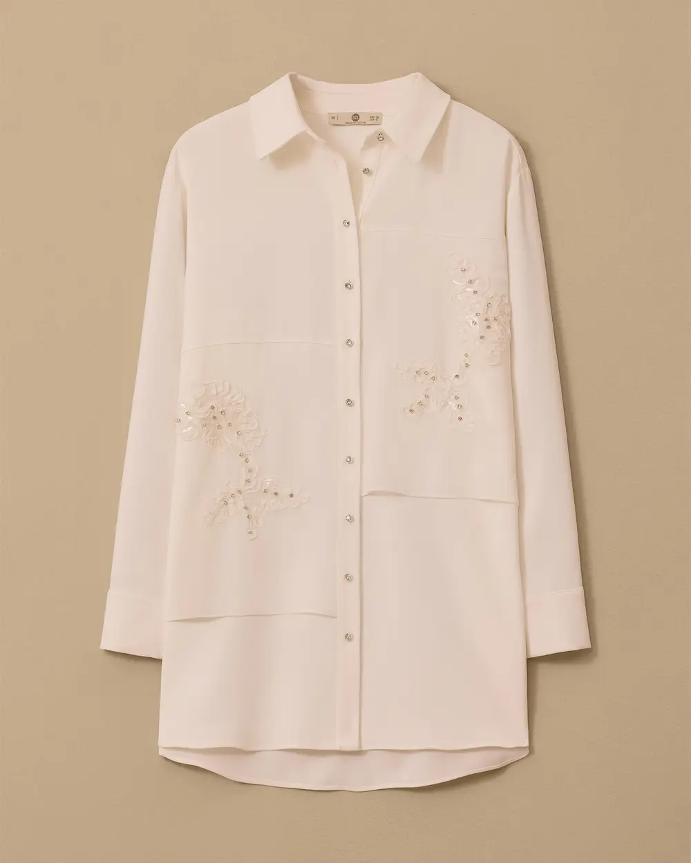 Long Tunic with Embroidered Stone Details and Buttons