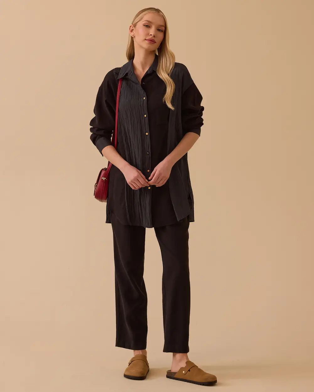 Double Fabric Buttoned Tunic