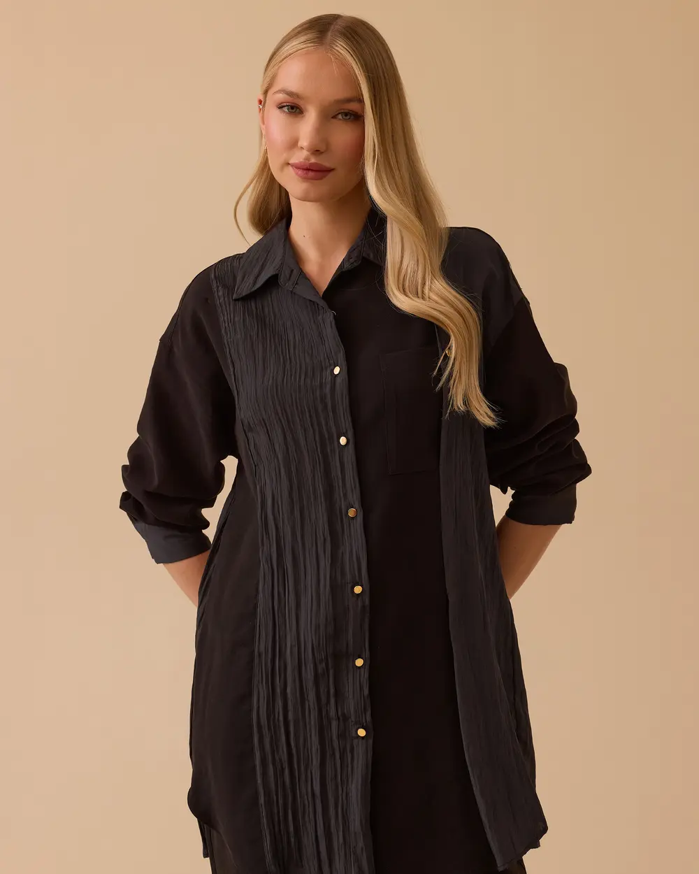 Double Fabric Buttoned Tunic