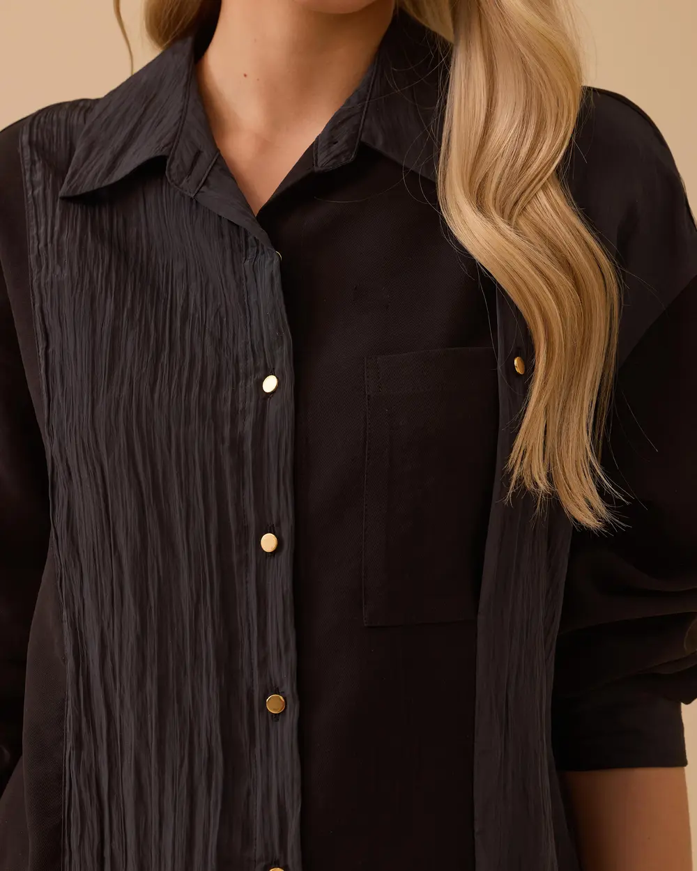 Double Fabric Buttoned Tunic