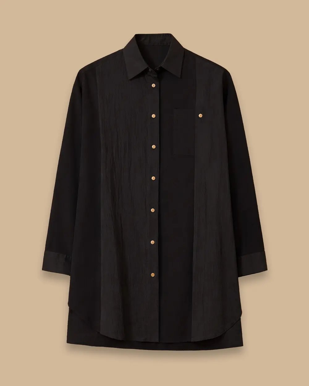 Double Fabric Buttoned Tunic