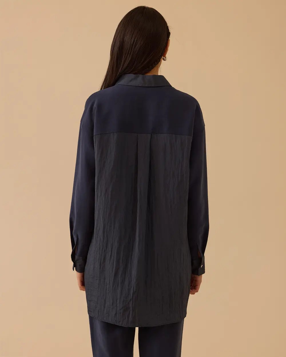 Çift Kumaşlı Düğmeli Tunik