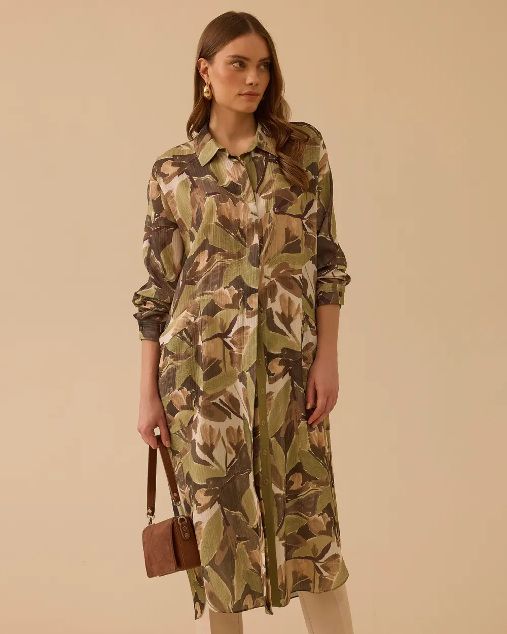 Oversize Desenli Uzun Tunik