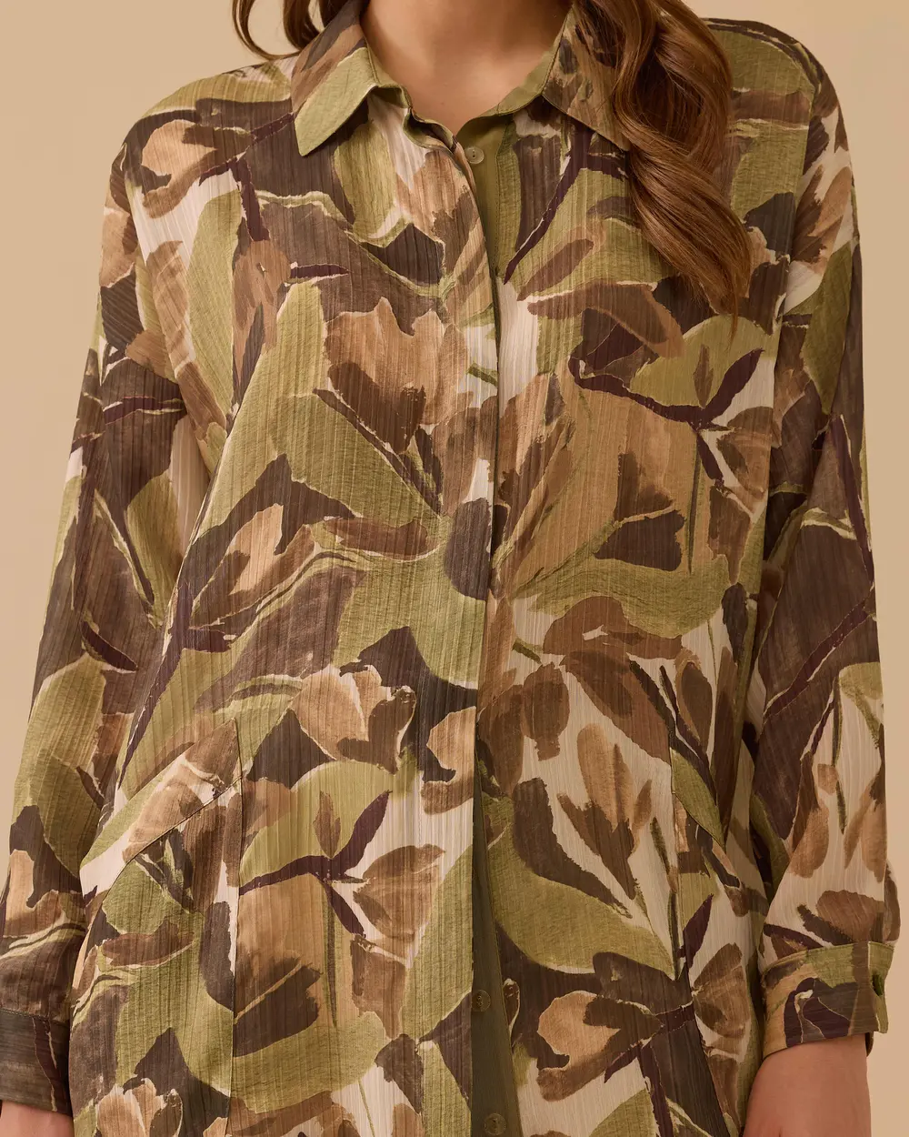 Oversize Desenli Uzun Tunik