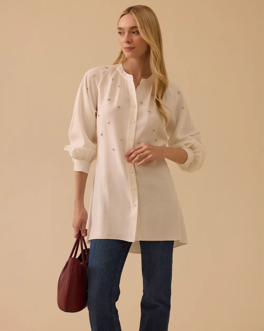 Hakim Yaka Taşlı Tunik