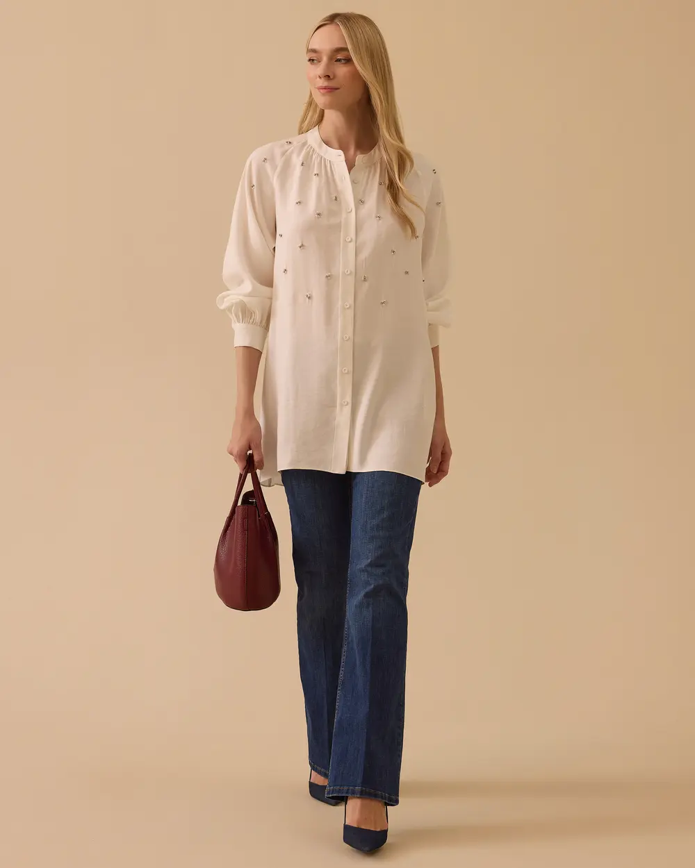 Hakim Yaka Taşlı Tunik