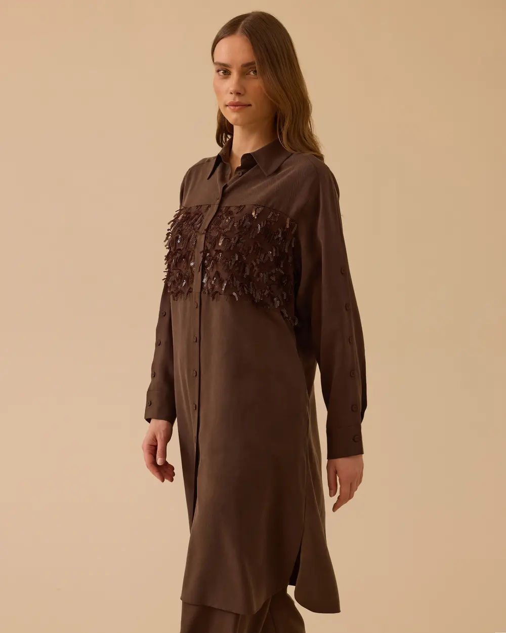 Pul Detaylı Uzun Tunik