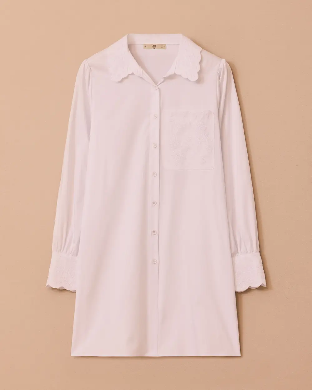 Embroidered Pocket Detailed Poplin Tunic