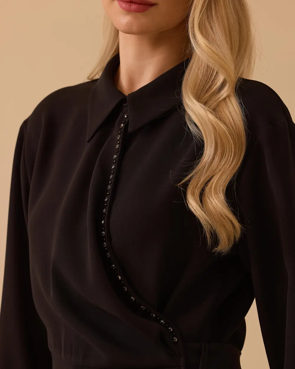 Bağlama Detaylı Gömlek Yaka Tunik