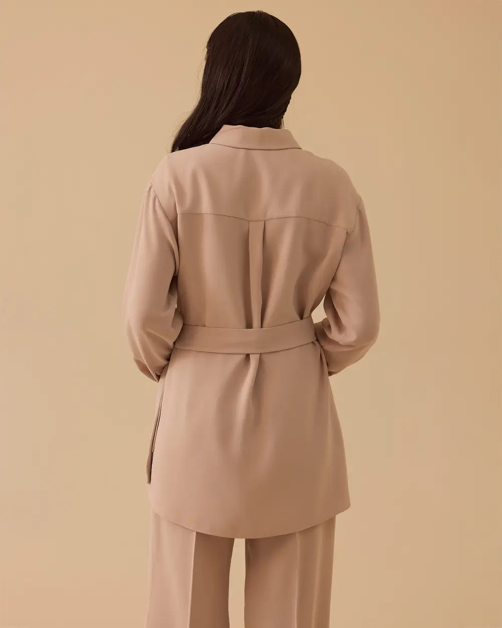 Bağlama Detaylı Gömlek Yaka Tunik