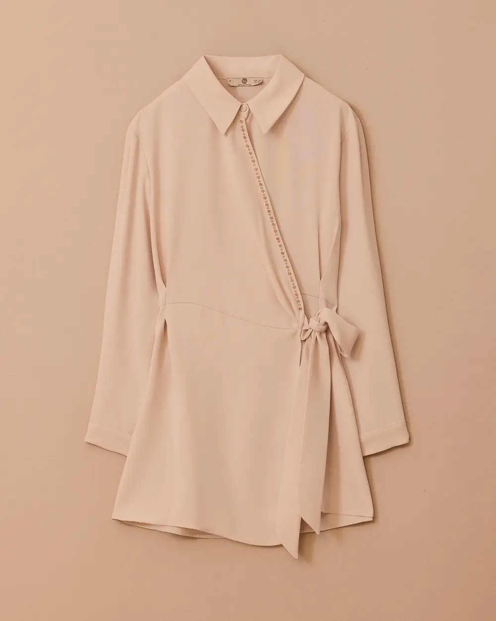 Bağlama Detaylı Gömlek Yaka Tunik