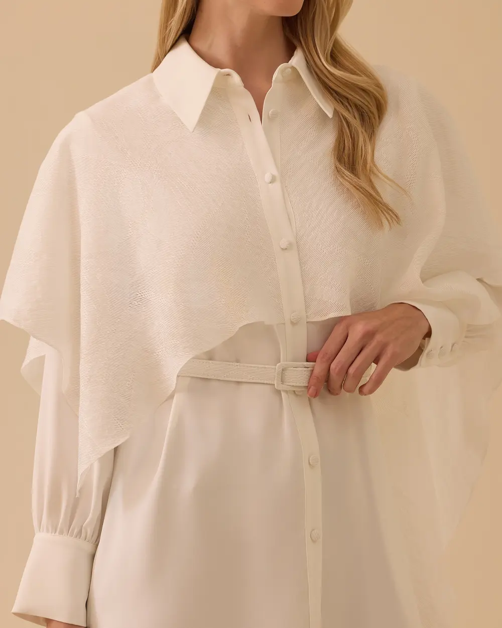 Kemerli Pelerin Detaylı Tunik