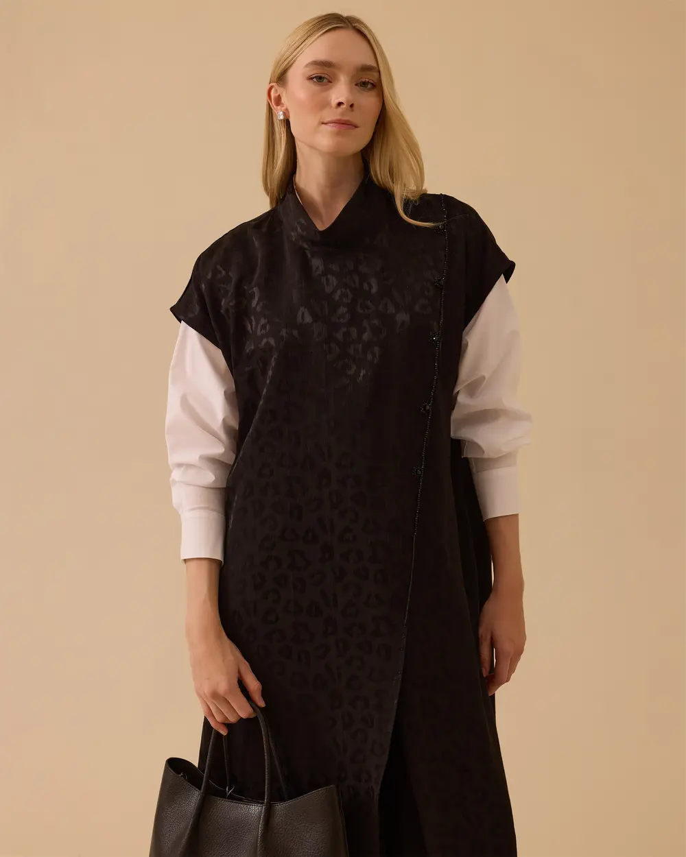 Leopar Desenli Kolsuz Jakar Tunik