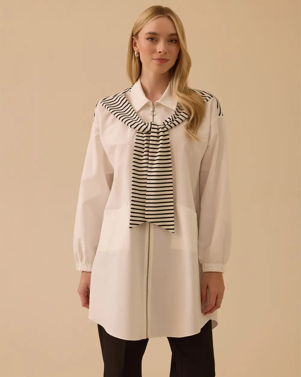 Bağlamalı Fermuarlı Tunik