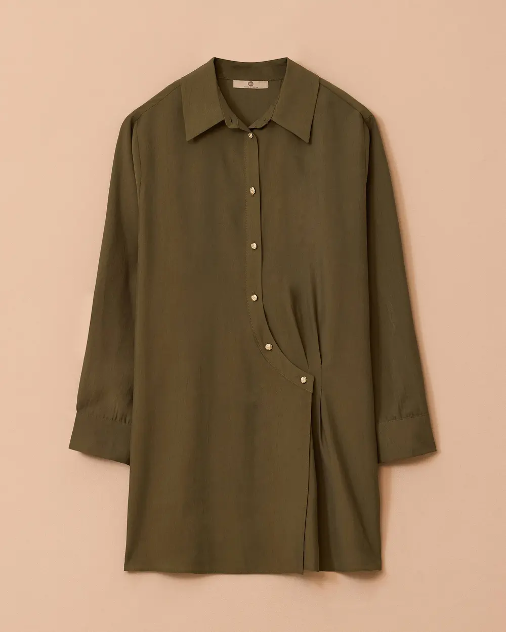 Düğme Detaylı Gömlek Yaka Tunik